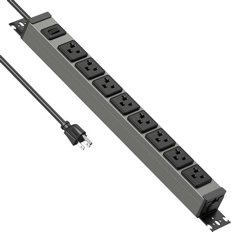 Heavy Duty Power Strip Wall Mount, 20 Amp Surge Protector 1200J Metal 8 ...