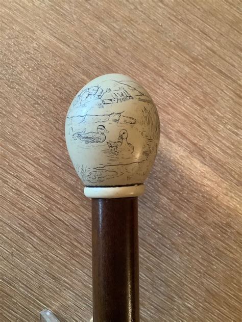 Walking stick - with engraved ball handle - Catawiki