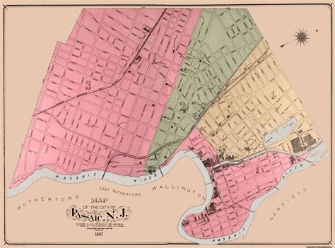 Historic City Map - Passaic New Jersey - Wise 1897 - 31 x 23 - Vintage