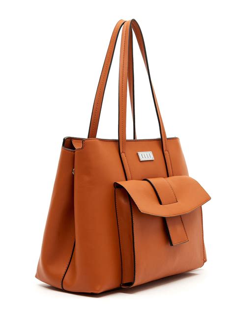 Buy ELLE Tan Solid Handbag Online