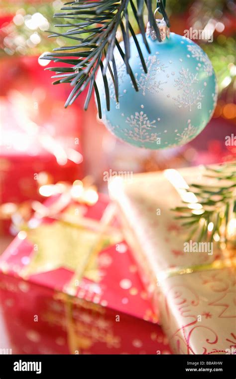 Christmas presents under tree Stock Photo - Alamy