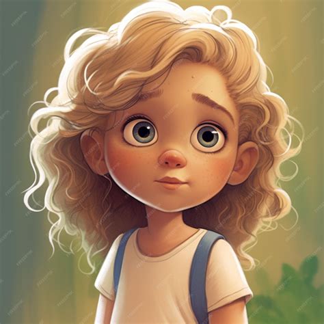Premium Photo | A cartoon girl with blonde hair and blue eyes stands in