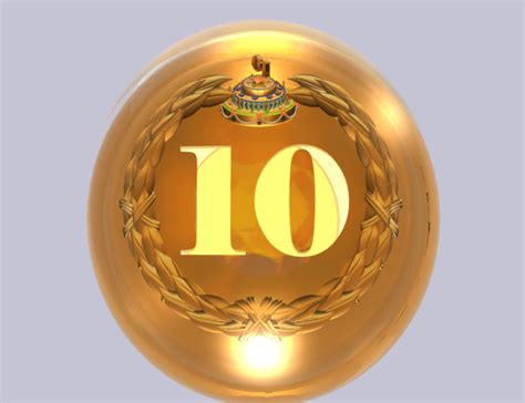 Футаж день рождения 10 лет - золотой медальон с цифрами
