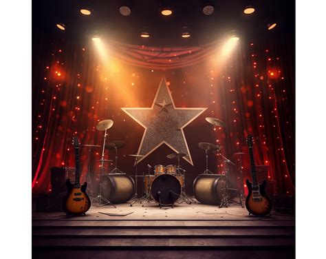 Concert Stage Digital Backdrop, Rock Star Party Backdrop, Kids Birthday