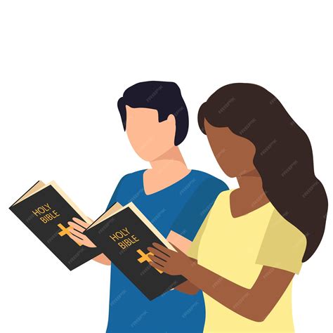Premium Vector | African american woman and european man read the holy