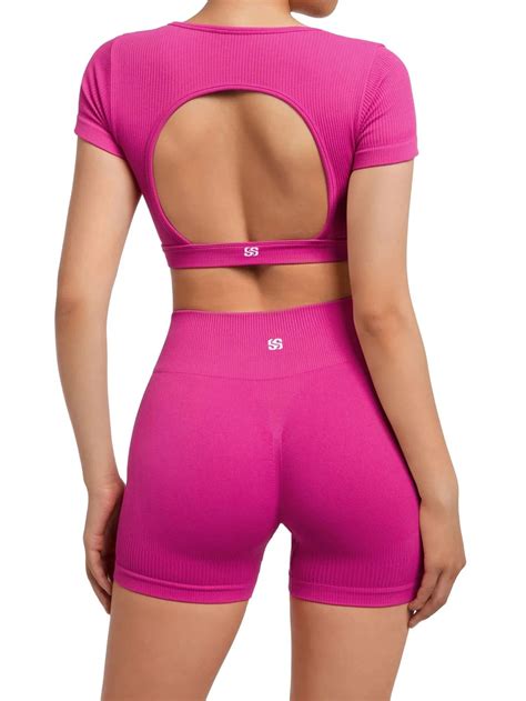 Ribbed Open Back Workout Sets - Red / XL | Workout sets, Back workout