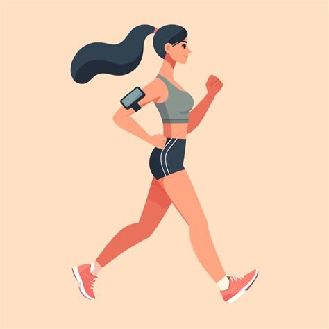 Mujer corriendo dibujos animados planos Ilustración vectorial | Vector
