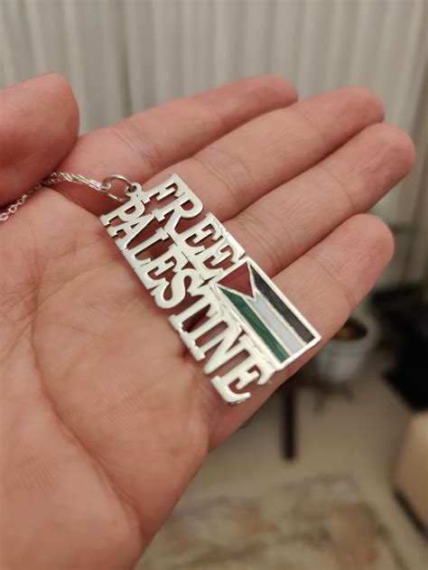 Free Palestine with Palestine flag necklace