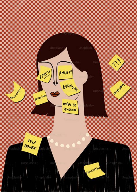 Woman covered in sticky notes, symbolizing mental health struggles