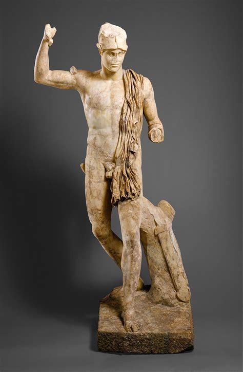 marble statue   wounded warrior roman mid imperial antonine