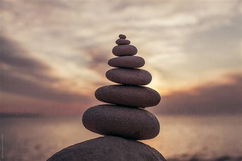 "Stacked Rocks At The Beach Overlooking The Ocean" by Stocksy ...