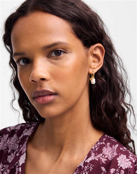Mother of Pearl Charm Huggie Hoop Earrings | Madewell