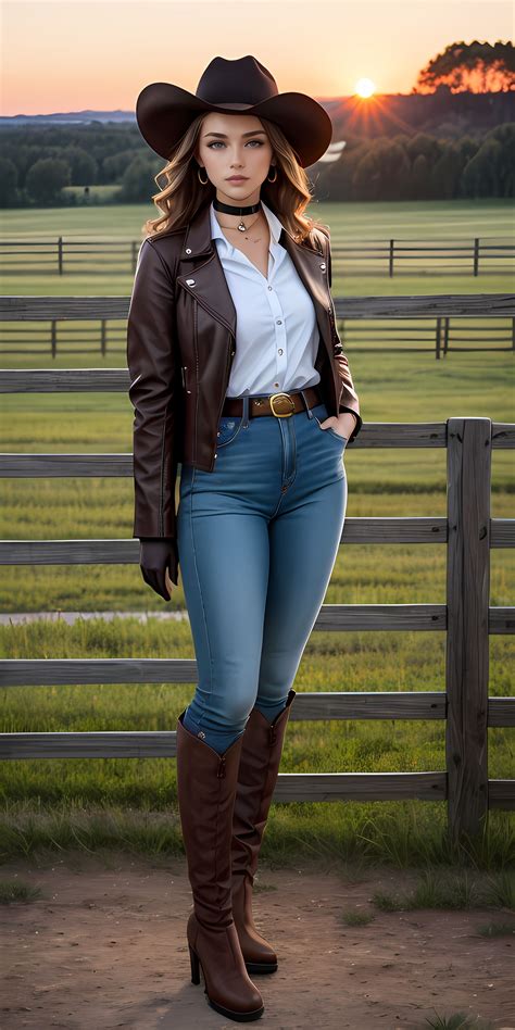 A lady wearing cowgirl style 017 em 2023