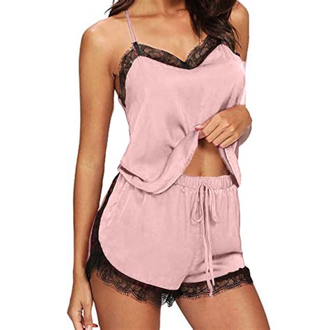 gakvbuo Plus Size Silk Satin Pajamas For Women Sleepwear Sexy Lingerie