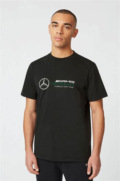 Tricou Mercedes AMG Petronas F1 Large Logo 2022, Bumbac organic, Negru