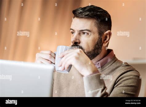 thoughtful brunette man   stock photo alamy