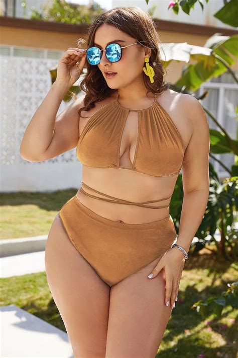 Pure Color Bikini Bathing Suit Plus Size Swimwear Designer Swimsuit