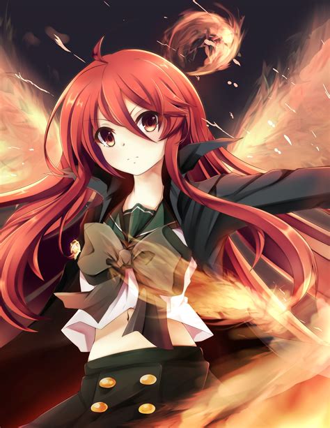 redhead, long hair, anime, anime girls, red, red eyes, Shakugan no