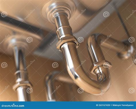 Metal Pipes Under the Sink in the Kitchen Stock Illustration ...