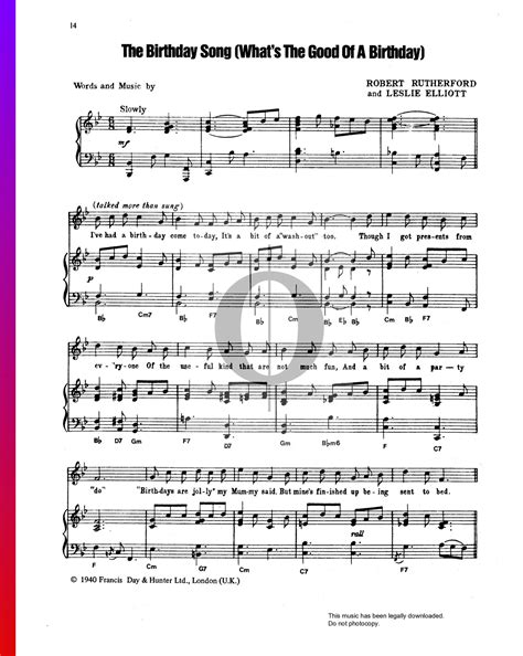 The Birthday Song (What's The Good Of A Birthday) (Robert Rutherford