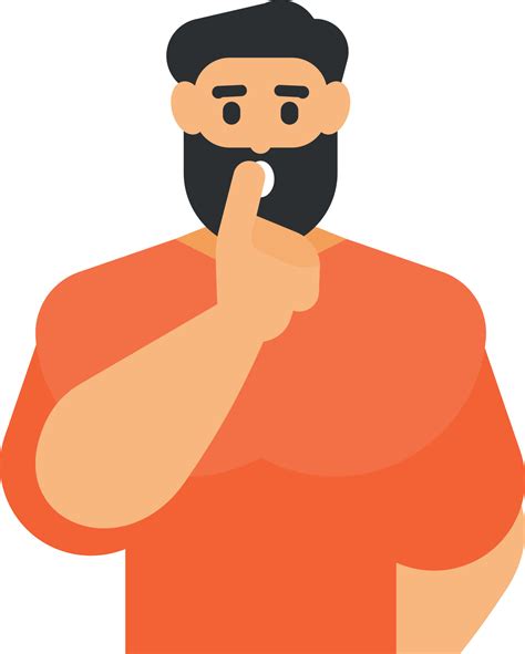 A Bearded Man Is Gesticulating To Keep Quiet 22974882 Vector Art at
