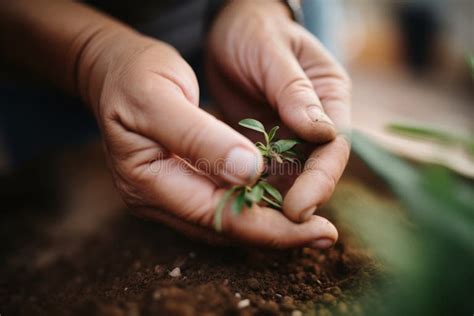 Fixa A Planta Ao Solo - Fixação Manual De Uma Planta Em Solo Orgânico Ilustração Stock ...