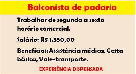 VAGA PARA BALCONISTA DE PADARIA - SALÁRIO R$ 1.450,00! - Oportunidades Aqui