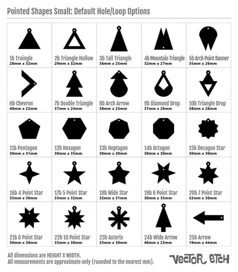 template shapes smallpointed shapes vector etch laser cutting
