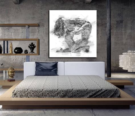 CANVAS ART His & Hers Bedroom Wall Art, Abstract Art Print, Pencil