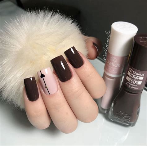 Unha Com Esmalte Marrom - 65 Unhas decoradas com esmalte marrom