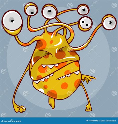 Fantastic Cartoon Creature of Yellow Color with Spots with a Lot of ...
