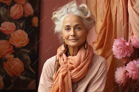 premium photo elegant beautiful elderly woman   beautiful outfit