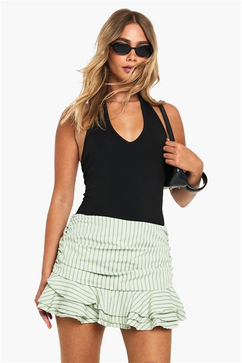 Skirts | Stripe Seersucker Ruffle Micro Mini Skirt | boohoo