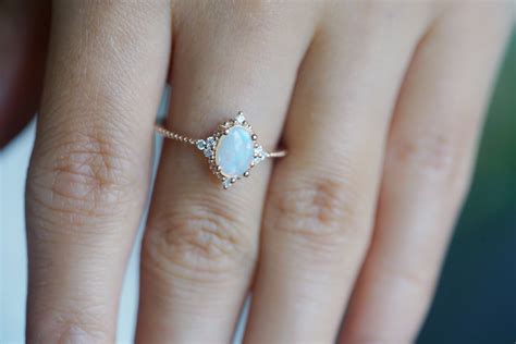 Opal Wedding Rings Diamond Opal Engagement Ring Rose Gold Opal ...