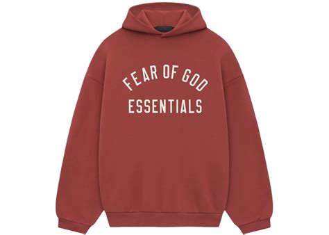 Fear of God Essentials Fleece Hoodie Crimson Men's - FW24 - US
