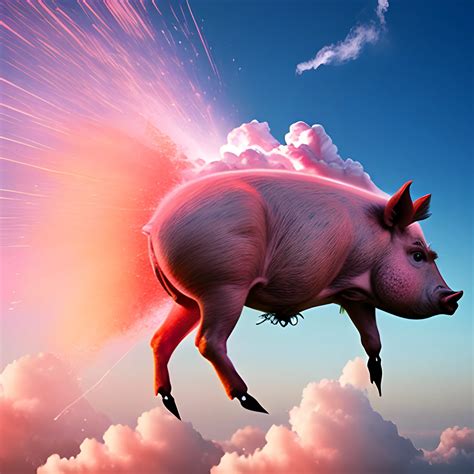 explosion of a pink boar with clouds, photography - Arthub.ai