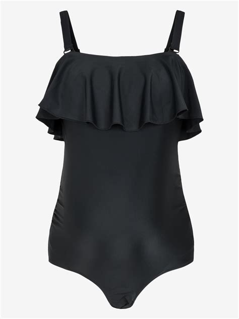 Ruffle Maternity Swimsuit in Black | JoJo Maman Bébé
