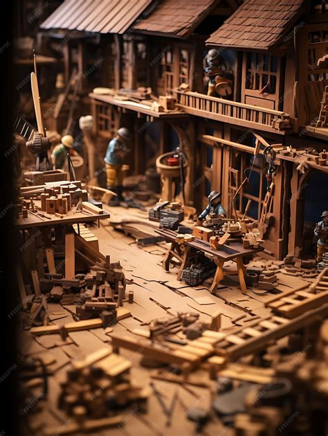 Premium AI Image | Tilt Shift Photo of Carpenters Timber Depot Various