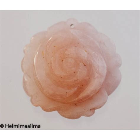 Ruusukvartsi ruusu riipus 38 mm, 1 kpl | Ruusukvartsi | Helmimaailma.com