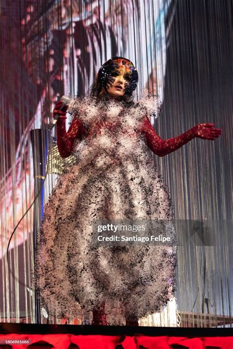 Bjork performs on stage during a concert of her tour "Cornucopia" on ...