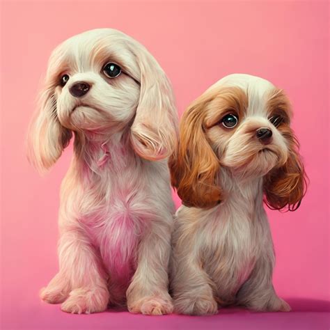 premium photo    dogs sitting       pink