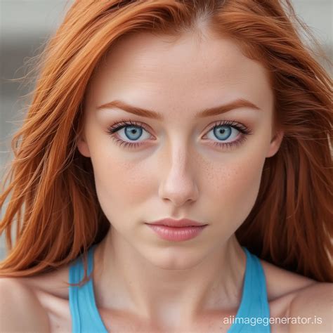 Petite Redhead Athlete with Piercing Blue Eyes | AI Image Generator