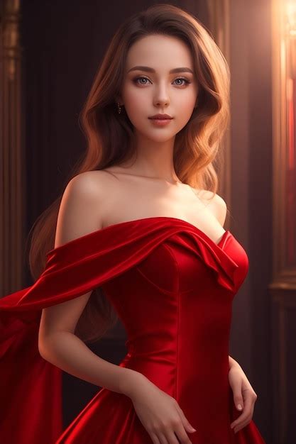premium photo  pretty lady   red dress