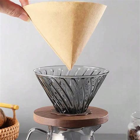 V60 Pour Over Coffee Filters, One-Time Wooden Pulp Cone Shaped Coffee ...