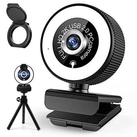 Buy 2K HD Webcam with Built in Adjustable Ring Light with Noise