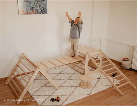 HoneyBall Kids - 5'li Set: Pikler Üçgeni - Rampa - Pikler Küpü ...