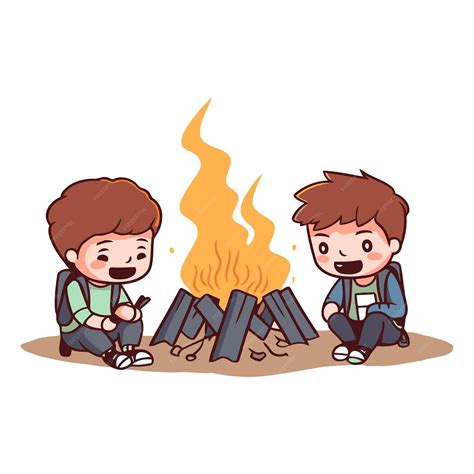 Premium Vector | Vector illustration of two boys sitting by the