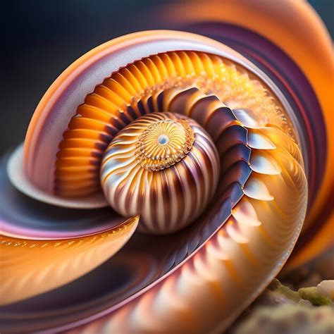 premium photo closeup  spiral shell details snail swirl science