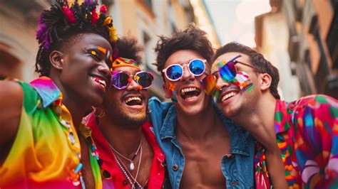 Happy multiracial friends Gays and transgender people Having fun at an