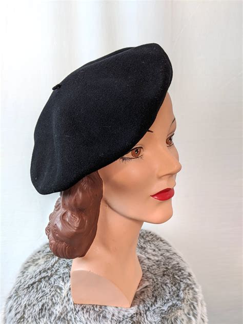 Vintage ' Laulhere' Splendid Black Wool French Mens Beret | The House ...